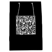 Moyen Sac Cadeau Noir Personnalisé avec Code QR Marque (Devant)