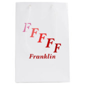 Moyen Sac cadeau - Nom et lettres prélevées en rouge (Devant)