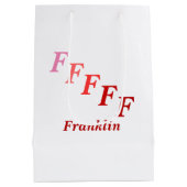 Moyen Sac cadeau - Nom et lettres prélevées en rouge (Dos)