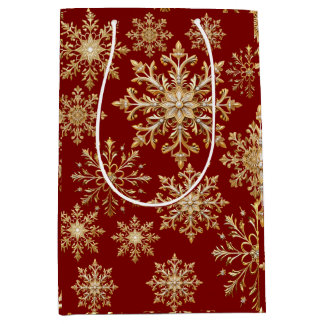 Moyen Sac cadeau or et rouge