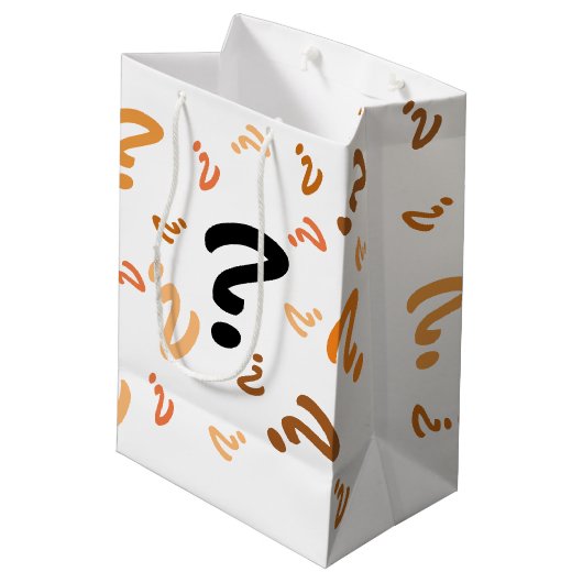 Moyen Sac cadeau - Orange Points d'interrogation (Dos Angle)