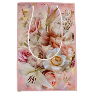 Moyen Sac cadeau personnalisé rose Garden Party - petit,