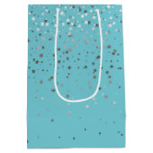 Moyen Sac cadeau Petite Silver Stars en Turquoise (Dos)