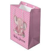 Moyen Sac cadeau Pink Elephant Polka Dot Design (Dos Angle)