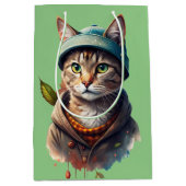Moyen Sac cadeau pour chat graffiti vert (Devant)