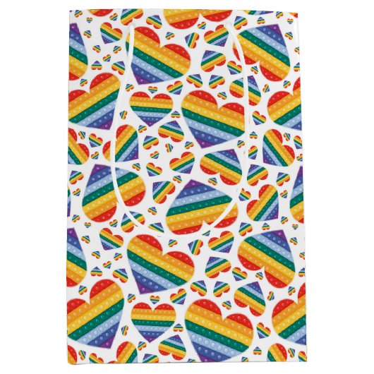 Moyen Sac cadeau Rainbow Pride Hearts (Devant)