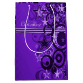 Moyen Sac cadeau Retro Circles & Étoiles violet (Devant)