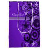 Moyen Sac cadeau Retro Circles & Étoiles violet (Dos)