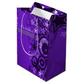 Moyen Sac cadeau Retro Circles & Étoiles violet (Dos Angle)