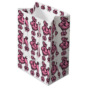 Moyen Sac cadeau rétro rose French Poodle