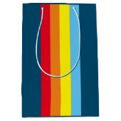 Moyen Sac cadeau Retro Stripes (Navy Blue Multi) (Devant)
