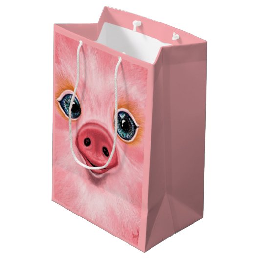 Moyen Sac cadeau rose avec cochon bébé - Smile (Dos Angle)