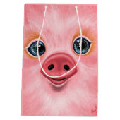 Moyen Sac cadeau rose avec cochon bébé - Smile (Dos)