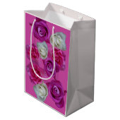 Moyen Sac cadeau Rose Motif Trois couleurs (Dos Angle)