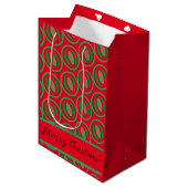 Moyen Sac cadeau rouge/vert de taille moyenne (Devant Angle)