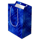 Moyen Sac cadeau Royal Blue Foil Polka Dot Hanoukka Medi (Dos Angle)