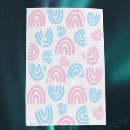Moyen Sac cadeau Trans Pride Pastel Arc-en-ciel