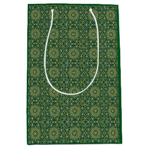 Moyen Sac cadeau vert & or Arabesque