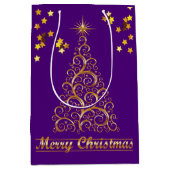 Moyen Sac chic de cadeau d'arbre de Noël d'abrégé sur or (Devant)