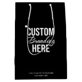 Moyen Sac de cadeau d'affaires noir avec logo personnali (Devant)