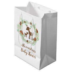 Moyen Sac de cadeau de baby shower d'animaux de cerfs