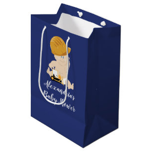 Moyen Sac de cadeau de bouteur de bébé de construction