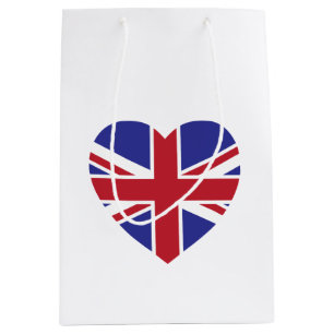 Moyen Sac de cadeau de coeur d'Union Jack