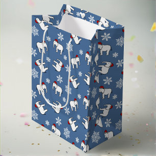 Moyen Sac de cadeau de fête à l'éléphant blanc de Noël (
