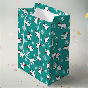 Moyen Sac de cadeau de fête de l'éléphant blanc de Noël