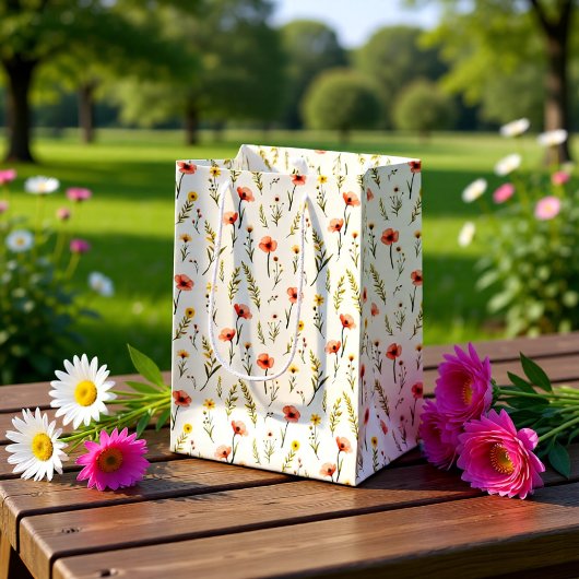 Moyen Sac de cadeau de floraux délicats