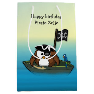 Moyen sac de cadeau de hibou de pirate