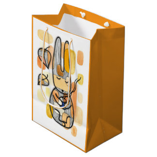 Moyen Sac de cadeau de lapin d'automne confortable