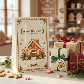 Moyen Sac de cadeau de Noël Maison en pain d'épice aquar