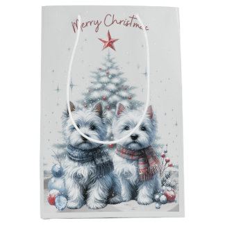 Moyen Sac de cadeau de Noël pour couple Westie