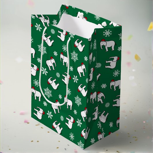 Moyen Sac de cadeau de Noël (vert) pour fête de l'Élépha