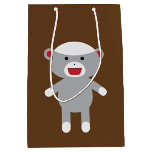 Moyen Sac de cadeau de singe de chaussette