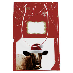 Moyen Sac de cadeau de vache à Noël