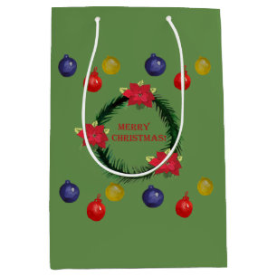 Moyen Sac de Cadeau Décoratif Couronne de Noël