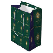 Moyen Sac Eid Cadeau Bleu Vert (Devant Angle)