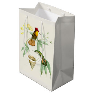 Moyen Sac floral de cadeau de nid de fleurs d'oiseaux de