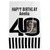 Moyen sac noir et blanc de cadeau d'anniversaire de 40 (Dos)