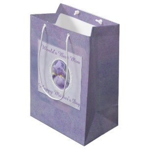 Moyen Sac pourpre en pastel de cadeau du jour de mère