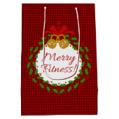 Moyen Sac rouge de cadeau de joyeuse guirlande de forme (Dos)