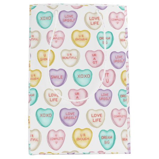 Moyen Self Love Candy Hearts - Sac cadeau blanc (Devant)