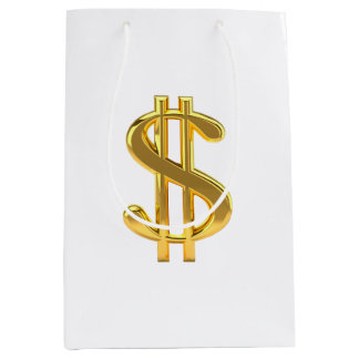 Moyen Signe or Dollar sur Sac cadeau blanc