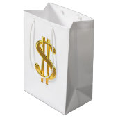 Moyen Signe or Dollar sur Sac cadeau blanc (Dos Angle)