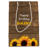 Moyen Tournesols et sac de cadeau personnalisé par (Devant)