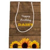 Moyen Tournesols et sac de cadeau personnalisé par (Dos)