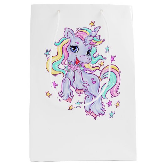 Moyen Unicorne Anniversaire fête Medium Cadeau Sac (Devant)