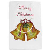 Moyen Vacances Joyeux Noël cloches Présente Sac cadeau (Devant)